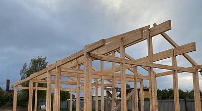 Смонтирован каркас фахверк дома в Московской обл.